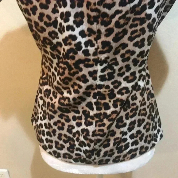 Ann Taylor Animal Print Short Sleeved Figure Flattering Waist Tie Front Top-S - Picture 8 of 8